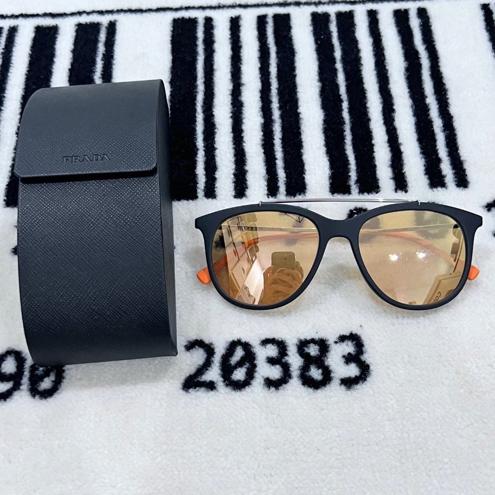 Prada Linea Rossa Black Frame With Orange Mirror Lenses SPS02T